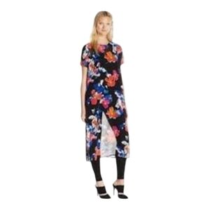 Vince Camuto Black Floral High-Low Midi Dress